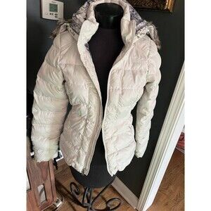 The North Face 550 womens Goose Down puffer Jacket Coat White sz S fur hood